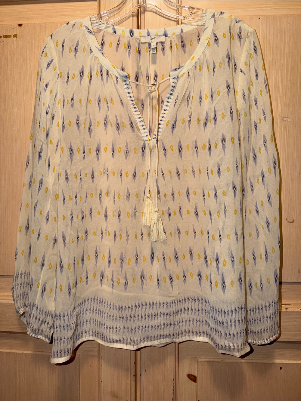Joie Ivory Tunic with Blue & Yellow Print